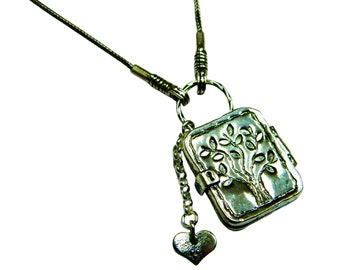 Sterling silver locket , engraved locket, charm heart jewelry