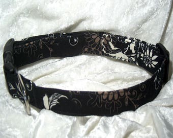 Fancy black brown and white dog or cat collar