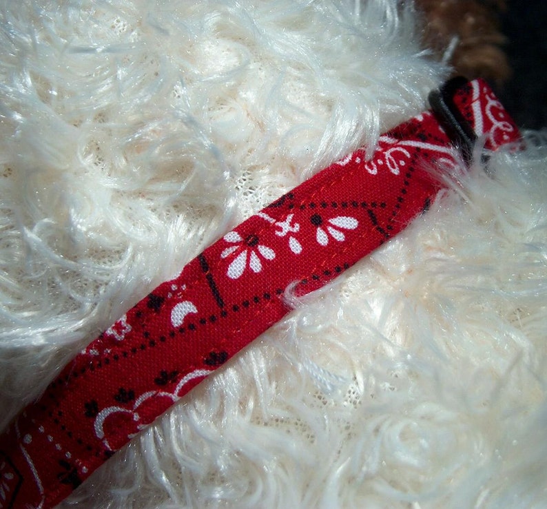 thumbnail interactive-video image 1 of Rocking Party Adjustable Faux Leather Dog Collar With Bandana - Red, Small 1 of 6