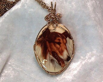Collie Dog in 14K GF Picture Cameo
