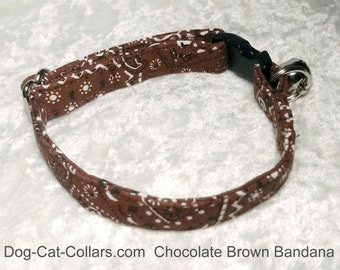 Chocolate Brown Bandana Cat Collar or dog collar