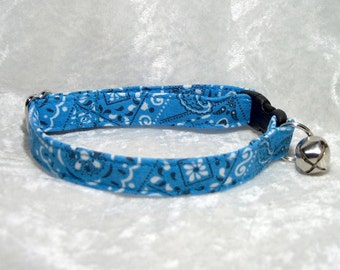 Sky Blue bandana adjustable Dog Collar or Cat Collar