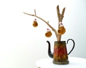 Christmas Tree Ornament - Crochet Cats - Santa Hats - set of 3 - Tree Decoration for cat lover- mustard gold cats - pets