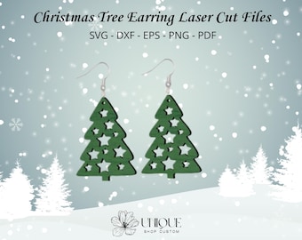 Christmas Tree Earring Laser Cut | Jewelry SVG | DIYChristmas Accessories | Cricut & Silhouette | Laser Cut Designs | Craft Template
