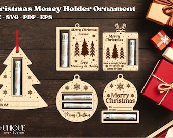 Adorno navideño para portamonedas | Decoración navideña | Portamonedas SVG | Portamonedas SVG | Corte láser | Corte de papel