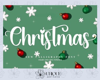 Christmas Font | Holiday Calligraphy | Festive Digital Font | Handwritten Christmas Font | DIY Holiday Projects | Cricut & Silhouette | Xmas