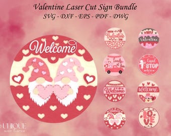 Valentine Laser Cut Sign Bundle SVG | Romantic DIY Home Decor | Cricut & Silhouette | Unique Valentine’s Day Signs | Laser Cut Templates