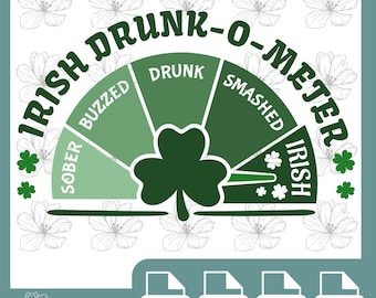 Ierse Drunk-O-Meter Printbaar | Grappige St. Patrick's Day Illustratie | Digitale Download | DIY Ierse Feestdecoratie | St. Patrick's Day Barbord