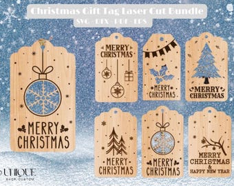 Christmas Gift Tag Laser Cut Bundle | Merry Christmas Tags | Holiday Gift Wrapping SVG | Festive Laser Cut Designs | DIY Christmas Projects