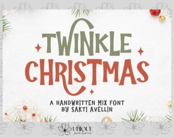 Twinkle Christmas Font | Festive Handwritten Font | Holiday Digital Font | Christmas Calligraphy | DIY Holiday Projects | Christmas Writing