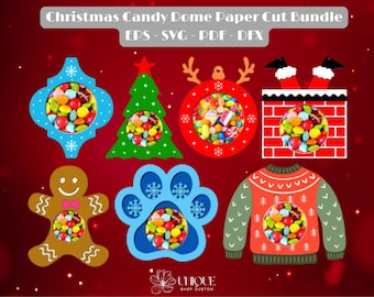 Christmas Candy Dome Paper Cut Bundle | Candy Dome SVG | Christmas Candy Dome| Candy Holder Ornaments | Christmas SVG Bundle | Christmas SVG