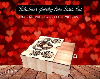 Valentine's Jewelry Box Laser Cut | Romantic DIY Gift Idea | SVG Cut File | Cricut & Silhouette | Unique Valentine’s Day| Laser Cut Template