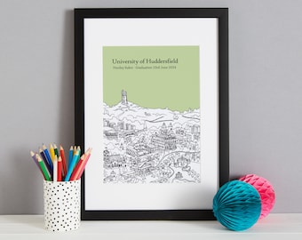 Personalised Huddersfield Graduation Gift Print | University of Huddersfield Gift | Unique Huddersfield Graduation Gift