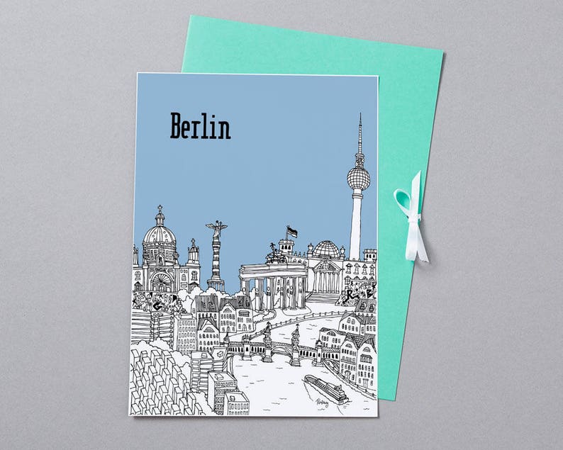 Personalised Berlin Print Unique Wedding Gift First Anniversary Gift Berlin Engagement Gift Berlin Art Berlin Picture image 10