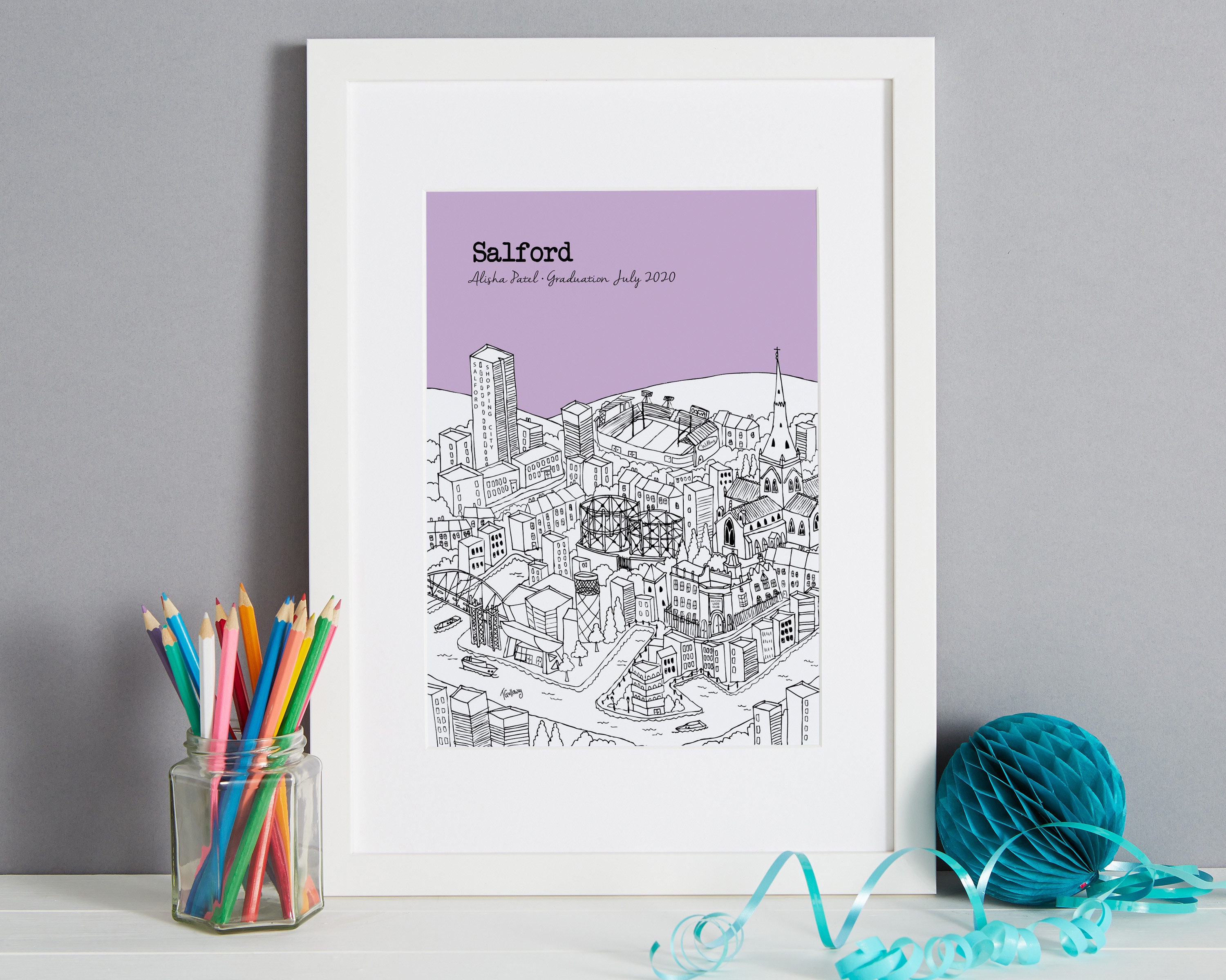 Personalised Salford Graduation Gift | Salford University Graduation Present | University of Salford Graduation Gift | Salford  Print