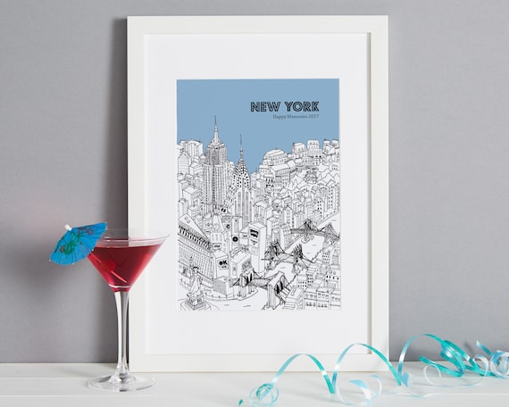 Personalised New York Print | First Anniversary Gift | House Warming Gift | Custom Wedding Gift | New York Picture | New York Skyline Print