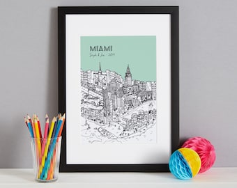 Personalised Miami Print | Engagement Gift | Miami Picture | Wedding Gift | Personalised Gift | Custom Housewarming Gift | Honeymoon Gift