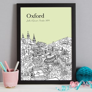 Personalised Oxford Print First Wedding Anniversary Gift Engagement Gift Oxford Picture Oxford Gift Unique Wedding Gift Wall Art image 6