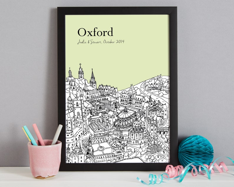 Personalised Oxford Print First Wedding Anniversary Gift Engagement Gift Oxford Picture Oxford Gift Unique Wedding Gift Wall Art image 6