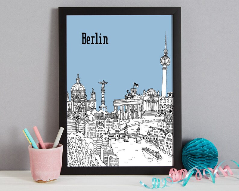 Personalised Berlin Print Unique Wedding Gift First Anniversary Gift Berlin Engagement Gift Berlin Art Berlin Picture image 7