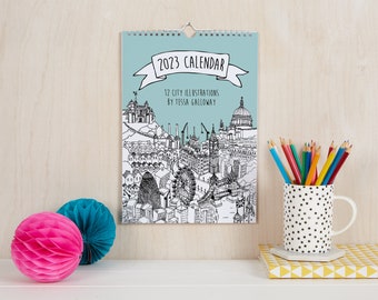 2023 City Illustrations Wall Calendar | 2023 Wall Planner | 2023 Month Calendar | 2023 Calendar | 2023 Diary | 2023 Whole Year Wall Calendar