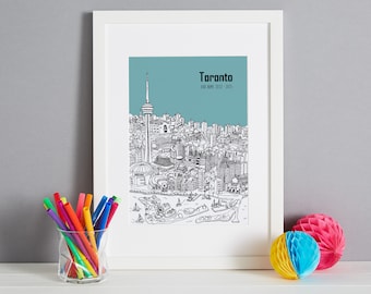Personalised Toronto Print | Toronto Art | Unique Wedding Gift | First Anniversary Gift | Toronto Gift | Engagement Gift | New House Gift