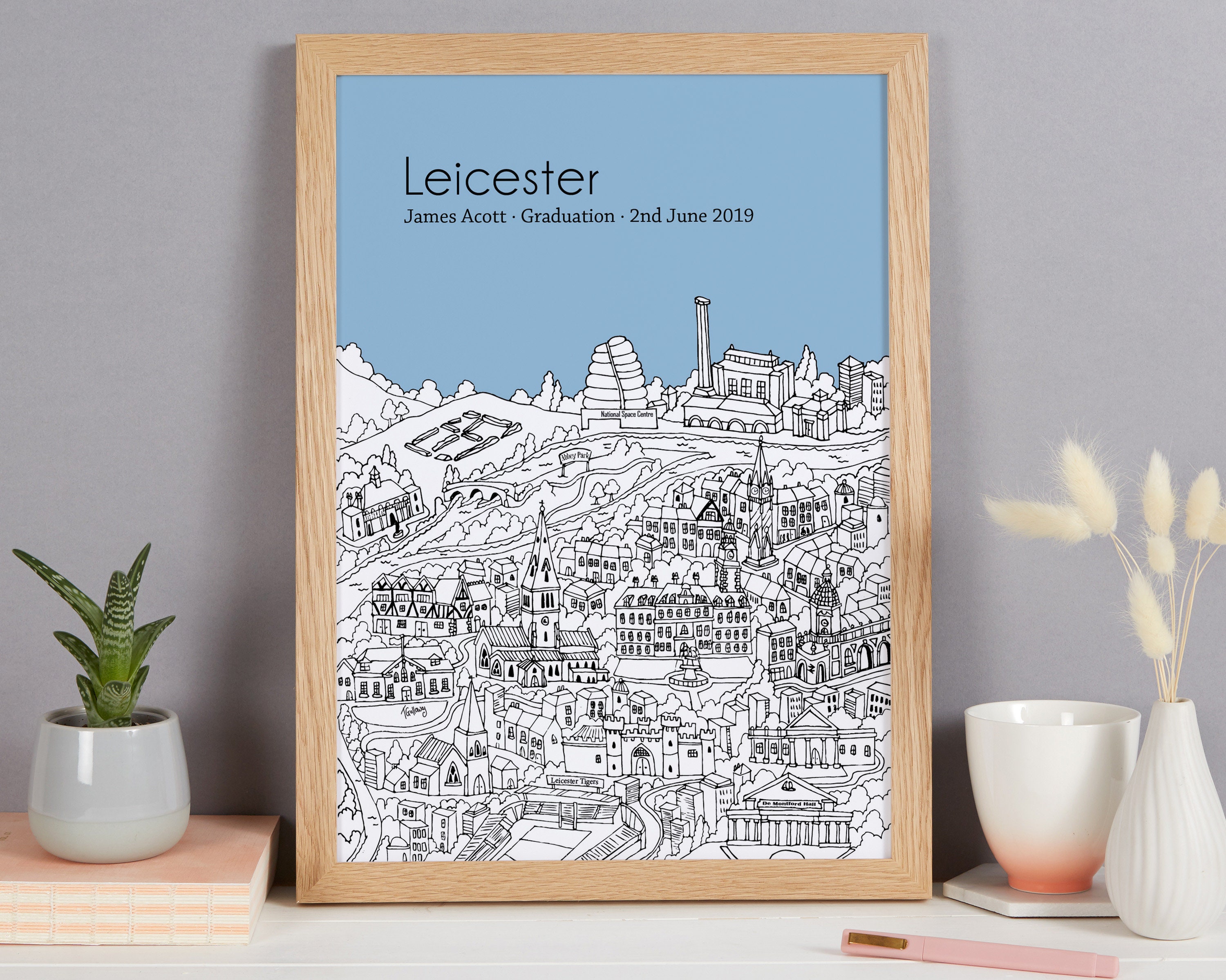 Personalised Leicester Print Leicester Art Unique Etsy