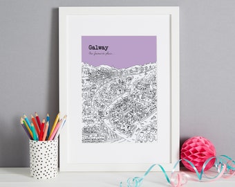 Personalised Galway Print | Unique Wedding Gift | Galway Art | Galway Sketch | Galway House Warming Gift | Galway Wedding Gift