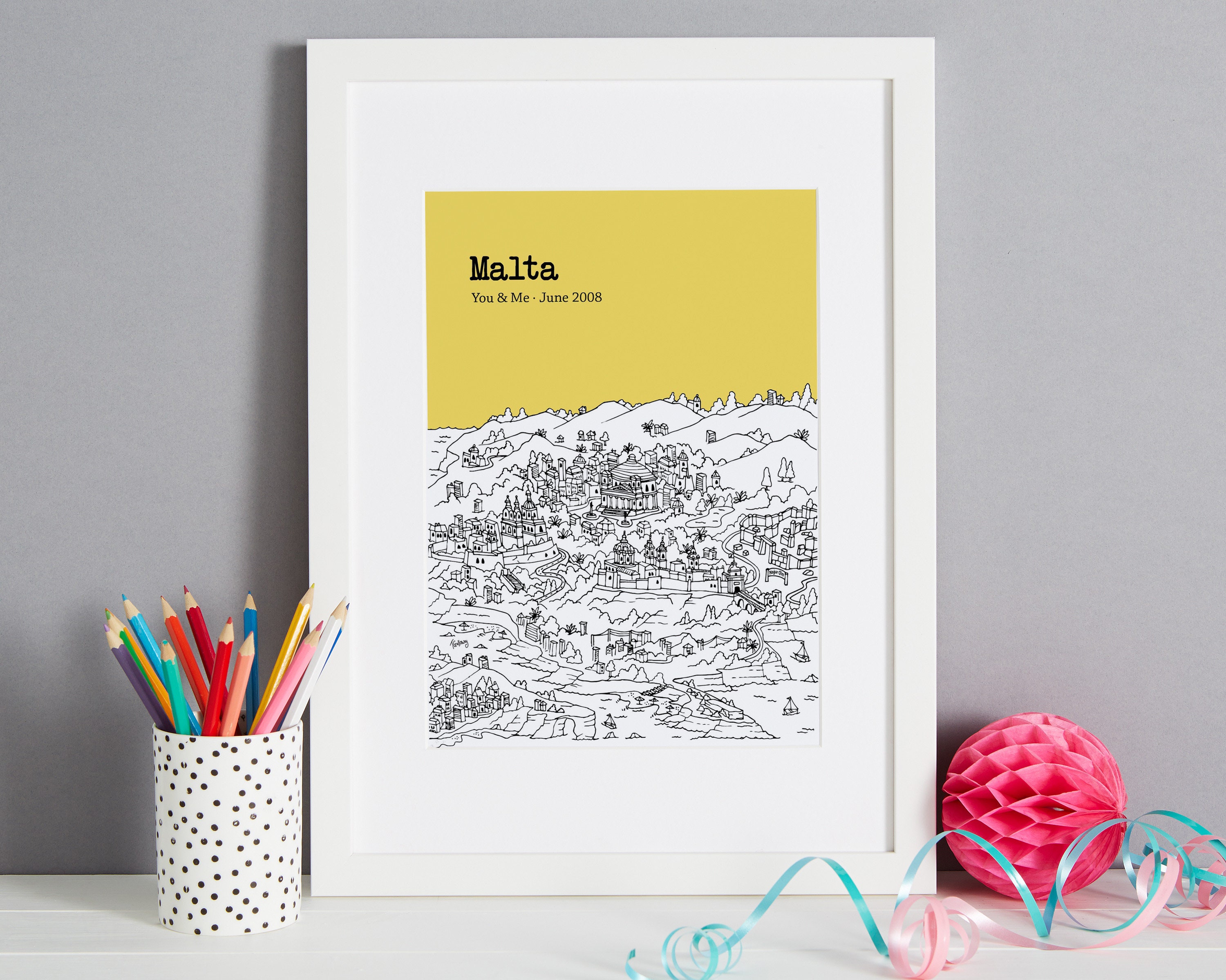 Personalised Malta Print Unique Wedding Gift Malta Etsy UK