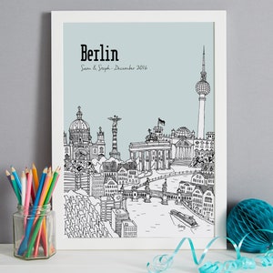 Personalised Berlin Print Unique Wedding Gift First Anniversary Gift Berlin Engagement Gift Berlin Art Berlin Picture image 6