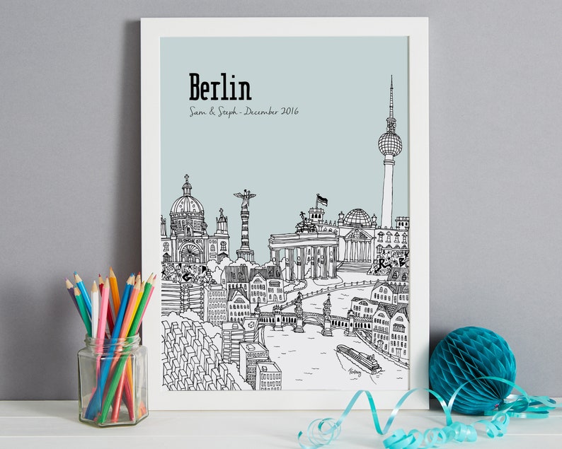 Personalised Berlin Print Unique Wedding Gift First Anniversary Gift Berlin Engagement Gift Berlin Art Berlin Picture image 6