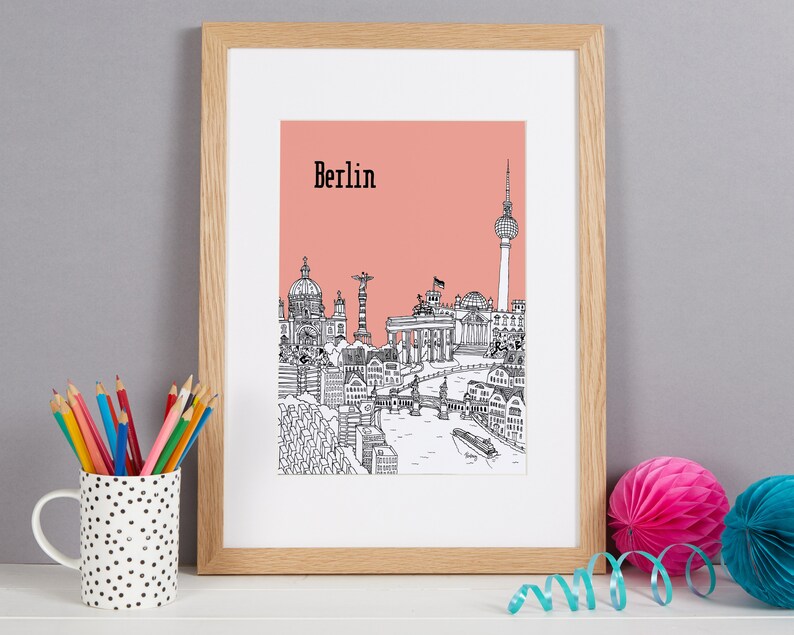 Personalised Berlin Print Unique Wedding Gift First Anniversary Gift Berlin Engagement Gift Berlin Art Berlin Picture image 9