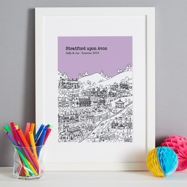 Personalised Stratford upon Avon Print | Unique Wedding Gift | First Anniversary Gift | Engagement Gift | Stratford upon Avon Gift