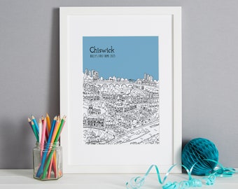 Personalised Chiswick Print | Unique Wedding Gift | Chiswick Illustration | Chiswick Engagement Gift | Chiswick Wedding Gift | Chiswick Art