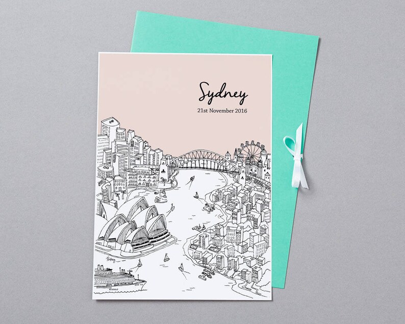 Personalised Sydney Print Unique Wedding Gift Custom Gift | Etsy