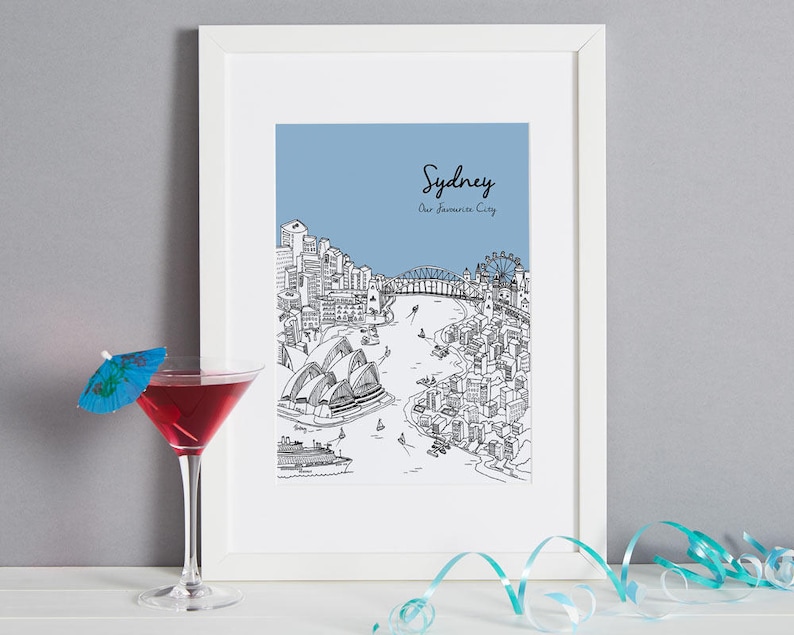 Personalised Sydney Print Unique Wedding Gift Custom Gift | Etsy