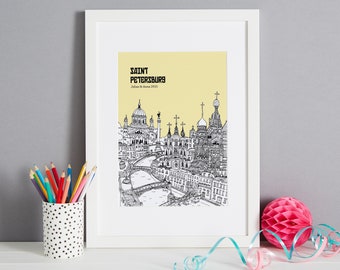 Personalised St Petersburg Print | St Petersburg Gift | First Anniversary Gift | Engagement Gift | Unique Wedding Gift | Travel Related Gift
