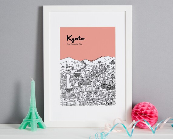Personalised Kyoto Print | Unique Wedding Gift | House Warming Gift | First Anniversary Gift | Valentines Day Gift | Custom Engagement Gift