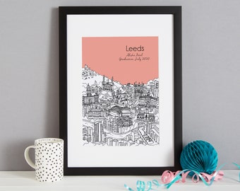 Personalised Leeds Graduation Gift Print | Leeds Uni Graduation Present | University of Leeds Graduation Gift | Leeds Graduation Present