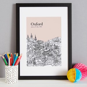 Personalised Oxford Print First Wedding Anniversary Gift Engagement Gift Oxford Picture Oxford Gift Unique Wedding Gift Wall Art image 4