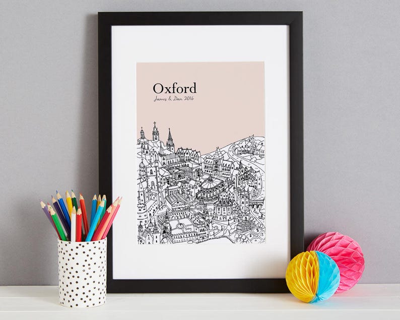 Personalised Oxford Print First Wedding Anniversary Gift Engagement Gift Oxford Picture Oxford Gift Unique Wedding Gift Wall Art image 4