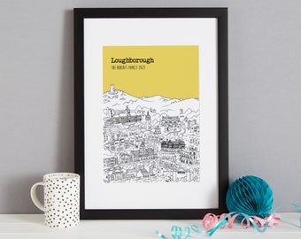 Personalised Loughborough Print | Unique Wedding Gift | Loughborough Art | First Anniversary Gift | Loughborough Engagement Gift