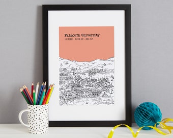 Personalised Falmouth Graduation Gift Print |  Falmouth University Gift | Unique Falmouth Graduation Gift | Falmouth University Gift