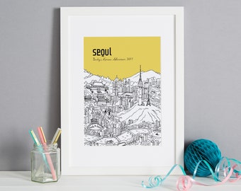 Personalised Seoul Print | Custom Wedding Gift | Unique Anniversary Gift | First Anniversary Gift | House Warming Gift | Seoul Picture