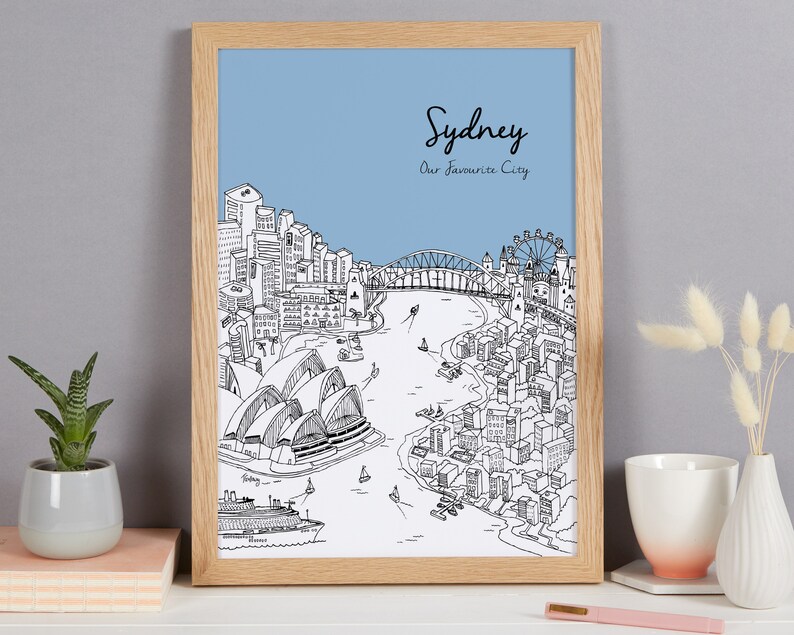 Personalised Sydney Print Unique Wedding Gift Custom Gift | Etsy