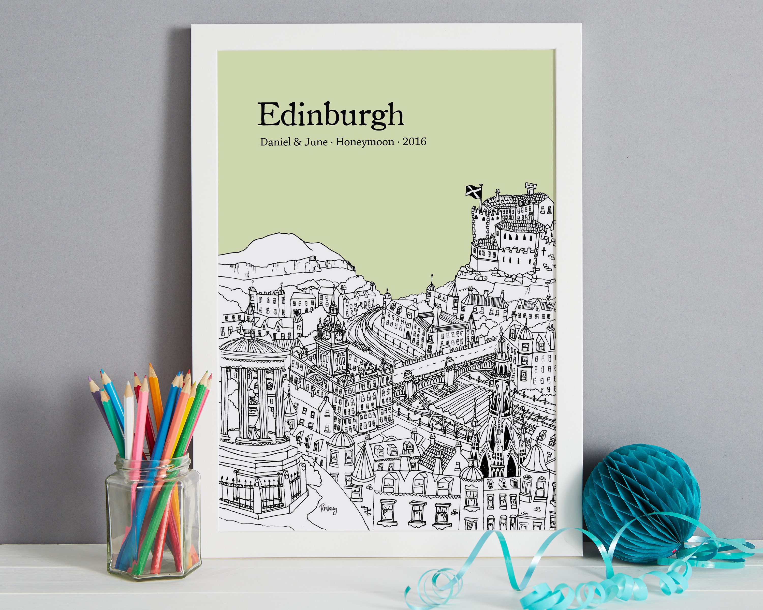 Personalised Edinburgh Print Unique Wedding Gift First Etsy