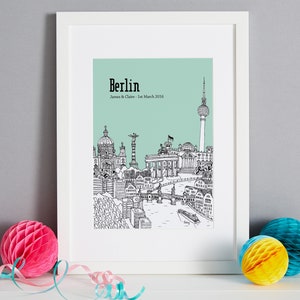 Personalised Berlin Print Unique Wedding Gift First Anniversary Gift Berlin Engagement Gift Berlin Art Berlin Picture image 5