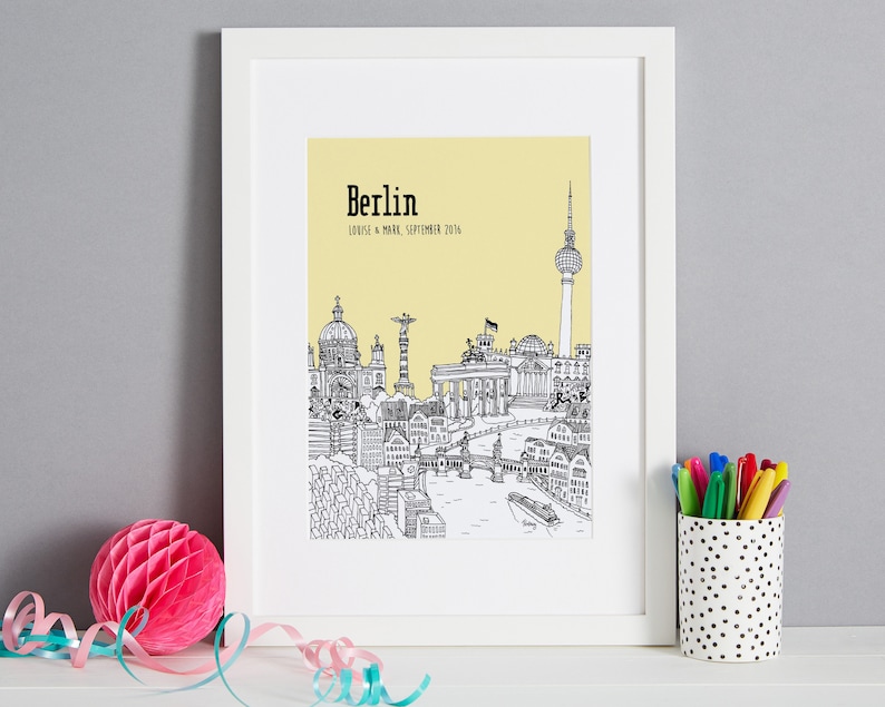 Personalised Berlin Print Unique Wedding Gift First Anniversary Gift Berlin Engagement Gift Berlin Art Berlin Picture image 1