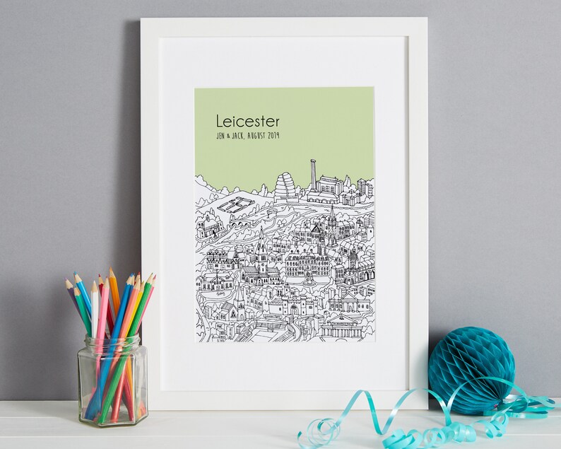 Personalised Leicester Print Leicester Art Unique Etsy