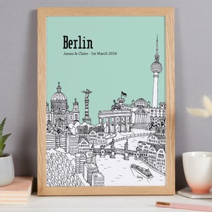 Personalised Berlin Print Unique Wedding Gift First Anniversary Gift Berlin Engagement Gift Berlin Art Berlin Picture image 8